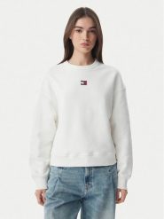 Tommy Jeans Bluza DW0DW17325 Biały Boxy Fit. Białe bluzy Tommy Jeans, m, bez wzorów, z bawełny, bez kaptura. Za 369.99 zł.