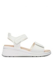 Caprice Sandały 9-28305-46 Biały. Białe sandały Caprice, bez wzorów, ze skóry, bez obcasa, na koturnie, bez zapięcia. Za 228.99 zł.