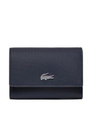 Lacoste Duży Portfel Damski NF4190AA Granatowy. Niebieskie portfele Lacoste, bez wzorów, ze skóry. Za 349.99 zł.