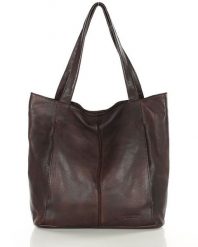 Miękka torba typu shopper skórzana na ramię - MARCO MAZZINI - ciemny brąz. Torebki klasyczne bez wzorów, ze skóry, na ramię, bez dodatków. Za 353.99 zł.