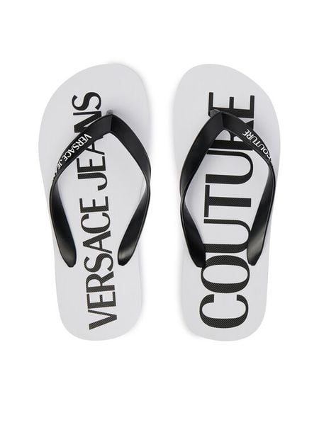Versace Jeans Couture Japonki 80VA3SQ7 ZSS81 Biały. Białe klapki Versace Jeans Couture, bez wzorów, z jeansu, bez obcasa. Za 140.99 zł.