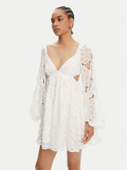 BARDOT Sukienka koktajlowa 59858DB1 Biały Regular Fit. Białe sukienki Bardot, bez wzorów, z bawełny, wizytowe, bez kołnierzyka, bez ramiączek. Za 759.99 zł.