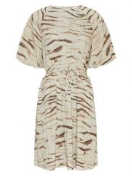 MOSS COPENHAGEN Sukienka w kolorze beżowo-jasnobrązowym rozmiar: M. Brązowe sukienki Moss Copenhagen, m, bez wzorów, bez kołnierzyka, bez ramiączek, midi. Za 229.95 zł.
