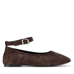 Baleriny Gino Rossi. Brązowe baleriny Gino Rossi, bez wzorów, bez obcasa. Za 299.99 zł.