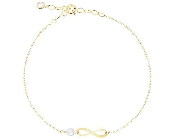 Złota bransoletka z perłą - nieskończoność. Żółte bransoletki Apart, z perłą, złote. Za 969.00 zł.