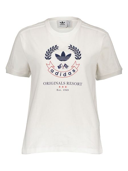 Adidas Koszulka w kolorze białym rozmiar: 32. Białe bluzki Adidas, bez wzorów, bez kołnierzyka, bez ramiączek. Za 90.45 zł.