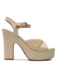 Guess Sandały Starla FLTSTA ELE03 Beżowy. Brązowe sandały Guess, z aplikacjami, z tworzywa sztucznego, bez obcasa, na słupku, bez zapięcia. Za 329.99 zł.