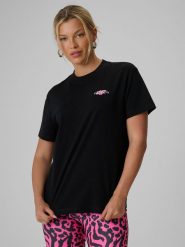 4F T-shirt loose z nadrukiem damski - czarny L. Czarne koszulki sportowe 4f, bez wzorów, z bawełny, bez ramiączek, trekkingowe. Za 79.99 zł.