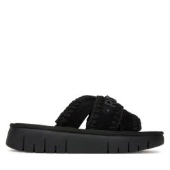 Klapki Roxy. Czarne klapki Roxy, bez wzorów, bez obcasa. Za 179.99 zł.
