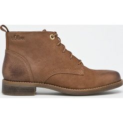 S. Oliver - Botki. Brązowe botki S.Oliver, bez wzorów, z materiału, bez obcasa, bez zapięcia. W wyprzedaży za 249.90 zł.