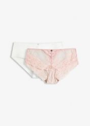 Figi panty z bezszwowym tyłem (2 pary). Czerwone figi bonprix, bez wzorów. Za 67.99 zł.