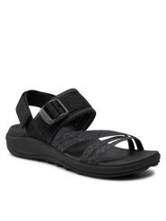 Merrell Sandały District 4 Backstrap J006436 Czarny. Czarne sandały Merrell, bez wzorów, z materiału, bez obcasa, na płaskiej podeszwie, bez zapięcia. Za 239.99 zł.