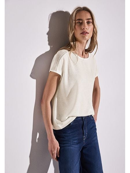 Street One Koszulka w kolorze białym rozmiar: 44. Białe bluzki Street One, bez wzorów, street, bez kołnierzyka, bez ramiączek. Za 96.83 zł.