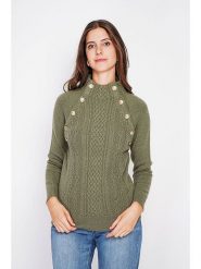 C& Jo Sweter w kolorze khaki rozmiar: 36. Brązowe swetry C& Jo, bez wzorów, ze splotem, bez ramiączek. Za 143.99 zł.