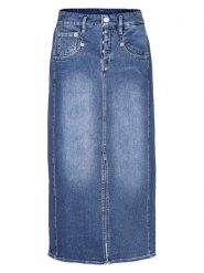 Herrlicher Spódnica dżinsowa "Shyra" w kolorze niebieskim rozmiar: W28. Niebieskie spódnice Herrlicher, na co dzień, bez wzorów, klasyczne, midi, proste. Za 208.99 zł.