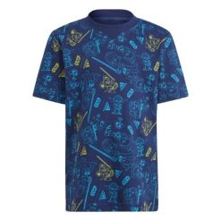 Koszulka adidas x Star Wars Young Jedi. Niebieskie bluzki Adidas, bez wzorów, z bawełny, retro, bez kołnierzyka, bez ramiączek. W wyprzedaży za 88.05 zł.