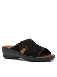 Go Soft Klapki ARC-4854-07 Czarny. Czarne klapki GO SOFT, bez wzorów, ze skóry, bez obcasa. Za 89.99 zł.