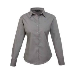 Bluzka Damska Z Długim Rękawem Z Popeliny. Szare bluzki PREMIER, xl, bez wzorów, casualowe, bez kołnierzyka, bez ramiączek. Za 107.99 zł.