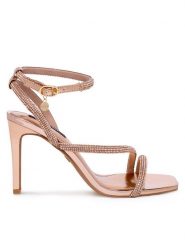 Nine West Sandały WFA2675-1 Złoty. Żółte sandały Nine West, bez wzorów, z materiału, bez obcasa, na szpilce, bez zapięcia. Za 259.99 zł.