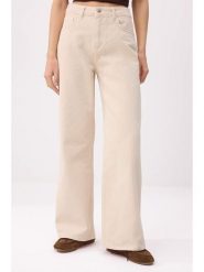 Trendyol Dżinsy - Comfort fit - w kolorze beżowym rozmiar: 38. Brązowe jeansy Trendyol, bez wzorów, z podwyższonym stanem. Za 124.95 zł.