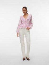 Vero Moda Bluzka w kolorze jasnoróżowym rozmiar: XS. Różowe bluzki Vero Moda, s, bez wzorów, z wiskozy, klasyczne, bez kołnierzyka, bez ramiączek. Za 69.91 zł.