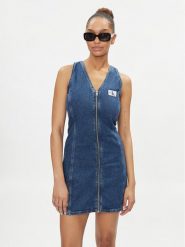 Calvin Klein Jeans Sukienka jeansowa J20J223431 Niebieski Slim Fit. Niebieskie sukienki Calvin Klein Jeans, xs, bez wzorów, z bawełny, bez kołnierzyka, bez ramiączek. Za 379.99 zł.