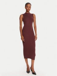 Guess Sukienka dzianinowa W5BK23 Z3OW2 Brązowy Slim Fit. Brązowe sukienki Guess, s, z aplikacjami, z dzianiny, bez kołnierzyka, bez ramiączek. Za 439.99 zł.