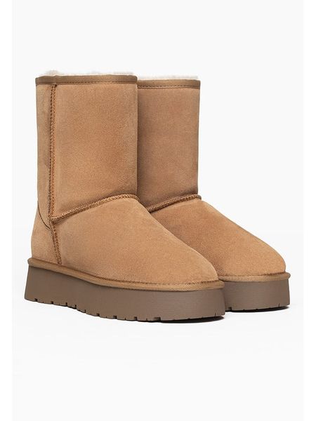 Gooce Skórzane kozaki zimowe "Fairfield" w kolorze beżowym rozmiar: 39. Brązowe kozaki Gooce, na zimę, z wełny, bez obcasa, na platformie, bez zapięcia. Za 195.99 zł.