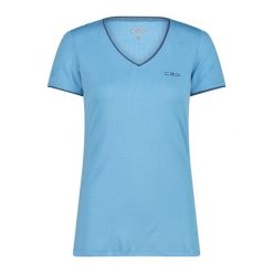Koszulka damska CMP. Niebieskie bluzki CMP, bez wzorów, z materiału, sportowe, bez kołnierzyka, bez ramiączek. W wyprzedaży za 89.55 zł.