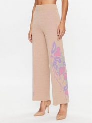 TWINSET Spodnie dzianinowe 232TP3681 Beżowy Wide Leg. Brązowe spodnie materiałowe Twinset, m, bez wzorów, z dzianiny. Za 689.99 zł.