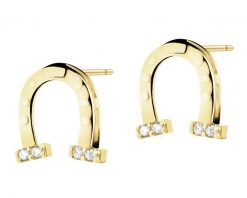 Złote kolczyki z cyrkoniami - podkowy. Żółte kolczyki Apart, z cyrkonią, złote. Za 1,079.00 zł.