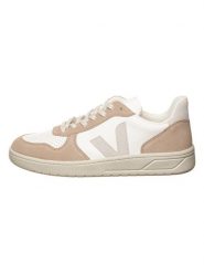 Veja Skórzane sneakersy "V 10" w kolorze biało-beżowym rozmiar: 45. Białe trampki Veja, bez wzorów, bez zapięcia. Za 483.17 zł.