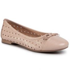 Lasocki OCE-KARA-01 Różowy. Czerwone baleriny Lasocki, bez wzorów, ze skóry, bez obcasa. Za 129.99 zł.