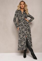 Czarna Koszulowa Sukienka Maxi we Wzór Paisley Asuve. Czarne sukienki Renee, m, bez wzorów, z materiału, bez kołnierzyka, bez ramiączek, maxi, koszulowe. Za 139.99 zł.