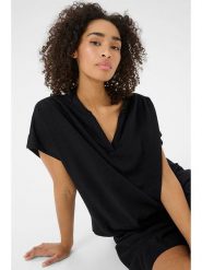 Kaffe Bluzka "Milia" w kolorze czarnym rozmiar: 42. Czarne bluzki Kaffe, bez wzorów, z włókna, bez kołnierzyka, bez ramiączek. Za 96.60 zł.
