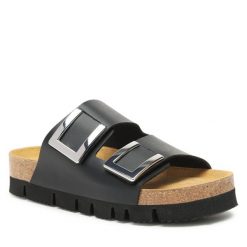 Klapki Dr. Brinkmann. Czarne klapki Dr. Brinkmann, bez wzorów, bez obcasa. Za 259.99 zł.