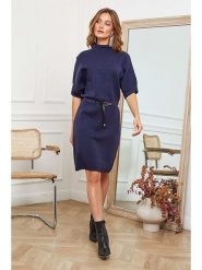 Joséfine Sukienka dzianinowa "Beka" w kolorze granatowym rozmiar: M. Niebieskie sukienki Joséfine, na co dzień, m, bez wzorów, z dzianiny, bez kołnierzyka, bez ramiączek, midi, proste. Za 203.45 zł.