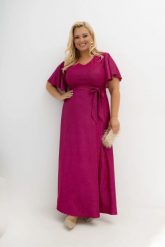 Wieczorowa sukienka maxi Wedding Glow amarantowa z poświatą srebra na bal i wesele Plus Size Oversize. Czerwone sukienki Moda Size Plus Iwanek, na imprezę, l, bez wzorów, z elastanu, eleganckie, bez kołnierzyka, plus size, bez ramiączek, maxi, dopasowane. Za 439.90 zł.