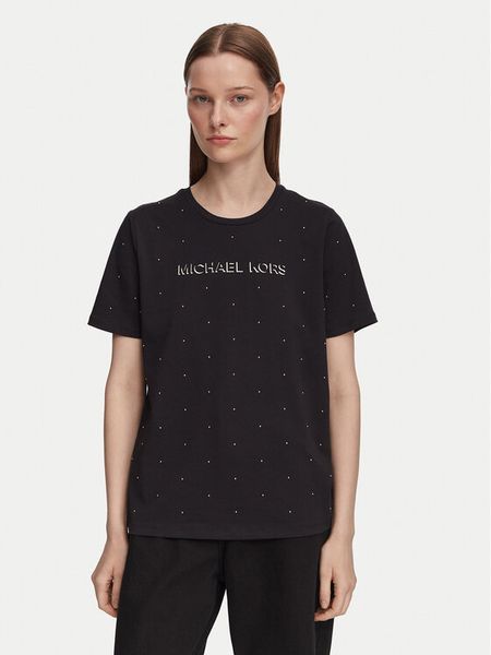 MICHAEL Michael Kors T-Shirt MT6524Y97J Czarny Regular Fit. Czarne t-shirty MICHAEL Michael Kors, xs, bez wzorów, z bawełny, bez kołnierzyka, bez ramiączek. Za 377.99 zł.