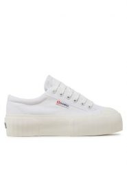 Superga Trampki Stripe Platform 2631 S5111SW Biały. Białe trampki Superga, bez wzorów, z materiału, bez zapięcia. Za 259.99 zł.
