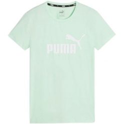 T-shirt Damski Logo Essential. Zielone t-shirty Puma, l, bez wzorów, bez kołnierzyka, bez ramiączek. Za 143.99 zł.
