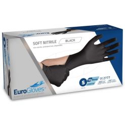 Rękawice nitrylowe Eurogloves rozmiar S czarne - 100 sztuk. Czarne rękawiczki HSN, bez wzorów, z tworzywa sztucznego, sportowe. Za 163.35 zł.