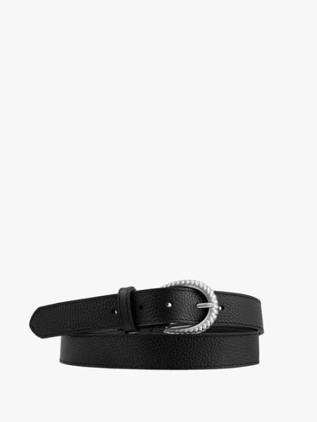 Czarny pasek ze skóry licowej. Czarne paski Ryłko, bez wzorów, ze skóry, eleganckie. Za 129.99 zł.