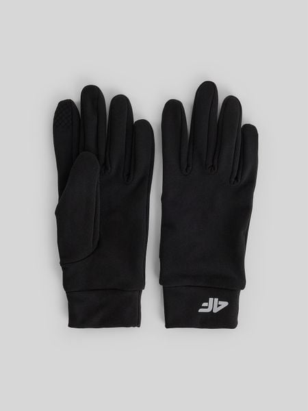4F Rękawiczki dzianinowe Touch Screen uniseks - czarne M. Czarne rękawiczki 4f, bez wzorów, z dzianiny, sportowe. Za 59.99 zł.