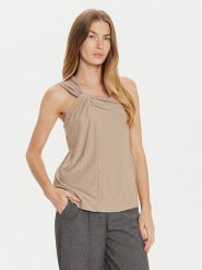 Motivi Bluzka G242W003241N Złoty Regular Fit. Żółte bluzki Motivi, bez wzorów, z syntetyku, bez kołnierzyka, bez ramiączek. Za 159.99 zł.