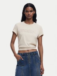 Desigual T-Shirt Brandy 25SWTK17 Écru Regular Fit. Brązowe t-shirty Desigual, xl, bez wzorów, z bawełny, bez kołnierzyka, bez ramiączek. Za 109.99 zł.
