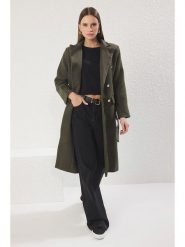 Trendyol Płaszcz zimowy w kolorze khaki rozmiar: 36. Brązowe płaszcze Trendyol, na zimę, bez wzorów, z puchu, bez kaptura. Za 136.78 zł.