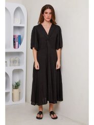 Le Monde du Lin Lniana sukienka w kolorze czarnym rozmiar: 36/38. Czarne sukienki Le Monde du Lin, bez wzorów, ze lnu, bez kołnierzyka, bez ramiączek, maxi. Za 179.64 zł.