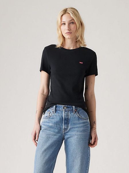 Levi's Koszulka "Essential" w kolorze czarnym rozmiar: L. Czarne bluzki Levi's®, l, bez wzorów, z bawełny, bez kołnierzyka, bez ramiączek. Za 89.95 zł.