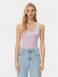 Guess Top W5GP29 KA0H1 Różowy Regular Fit. Czerwone topy Guess, s, z aplikacjami, z bawełny, bez kołnierzyka, bez ramiączek. Za 109.99 zł.